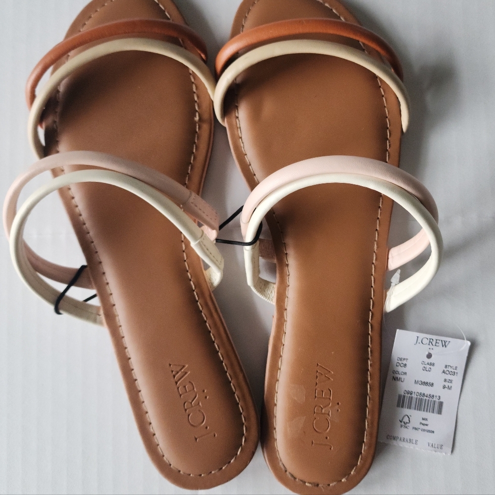 J. Crew  Strappy Sandals with Multi Color Straps, Size 9
